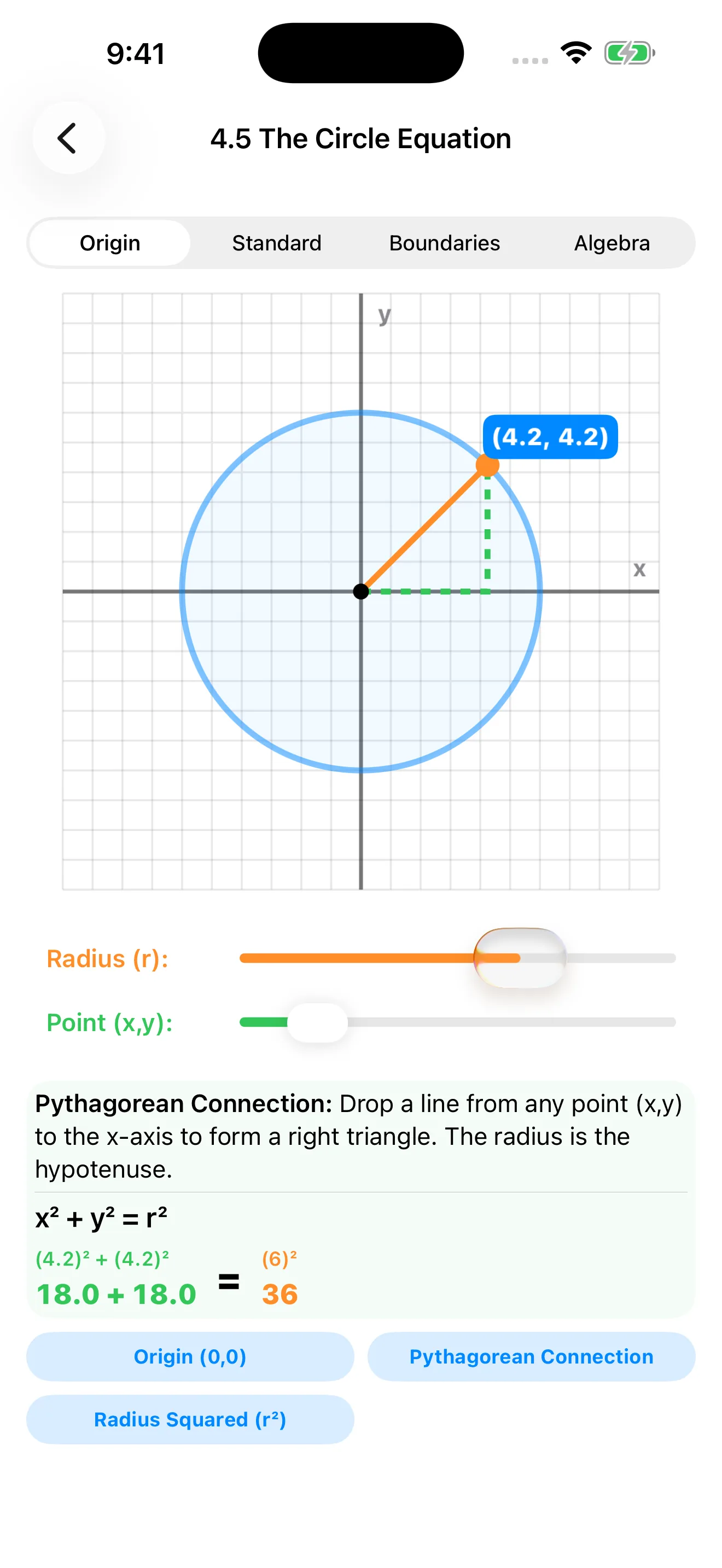 Geometry Tutor circle visualizer
